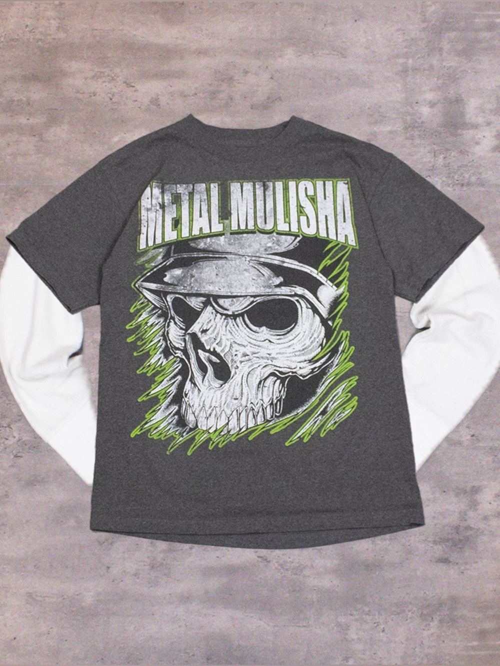 Vintage VTG Y2K 2000's 00's Metal Mulisha Grey Grunge Goth Short Sleeve T-Shirt